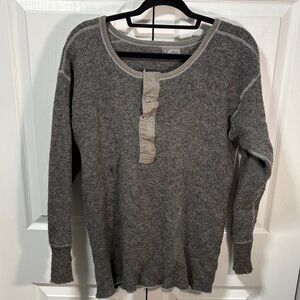 Men's Gray Long Sleeve Henley Shirt